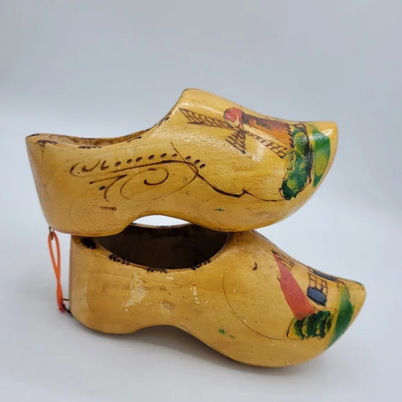 Dutch Wooden Clogs Handmade Holland Windmill MidCentury Souvenir Decor Vintage - Picture 4 of 14